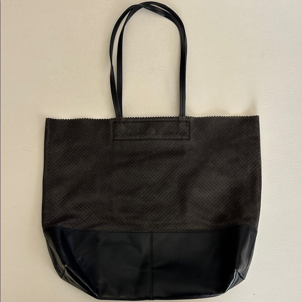 BANANA REPUBLIC Navy Blue Marcella Tote Cow Leather Handbag Laptop Soft Smooth